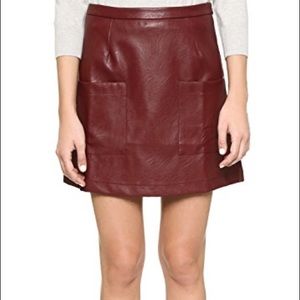 Minkpink maroon leather skirt